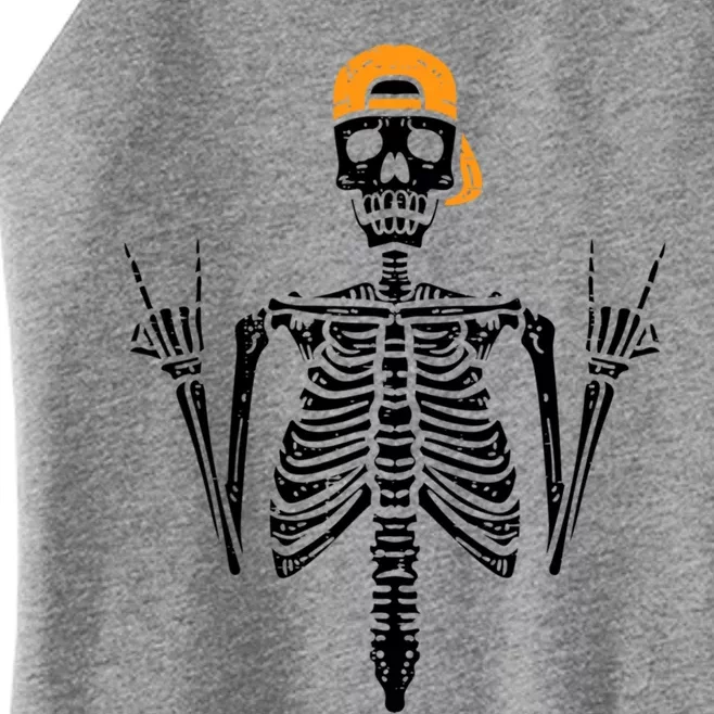 Funny Halloween Rocker Skeleton Hand Rock On Costume Cute Gift Women’s Perfect Tri Rocker Tank