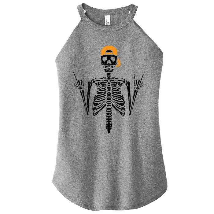 Funny Halloween Rocker Skeleton Hand Rock On Costume Cute Gift Women’s Perfect Tri Rocker Tank