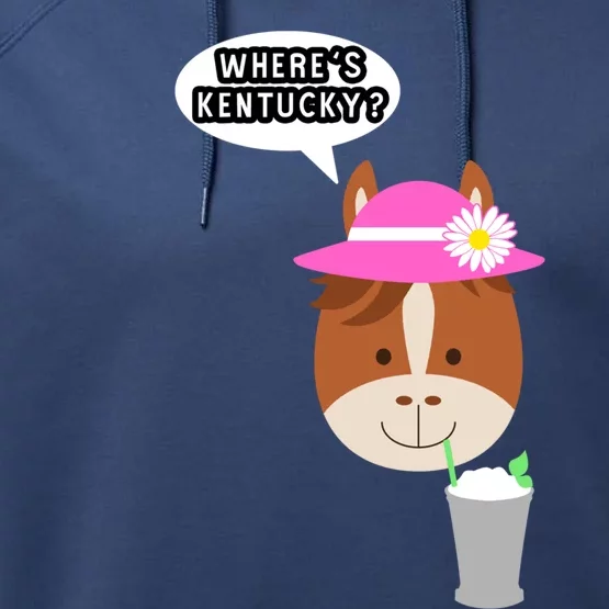 Funny Horse Racing Derby Where's Kentucky Party Gift Performance Fleece Hoodie