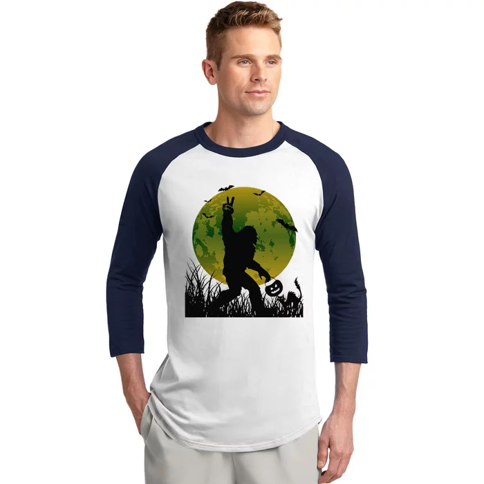 Funny Halloween Rocking Sasquatch Bigfoot Halloween Gift Baseball Sleeve Shirt