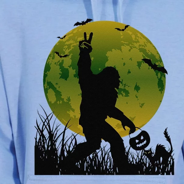 Funny Halloween Rocking Sasquatch Bigfoot Halloween Gift Unisex Surf Hoodie