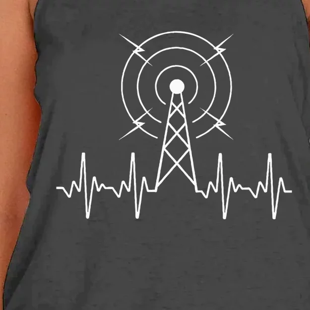 Funny Ham Radio Art For Ham Operator Amateur Radio Women's Knotted Racerback Tank