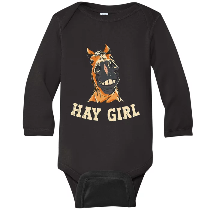 Funny Horseback Riding Equestrian Funny Horse Baby Long Sleeve Bodysuit