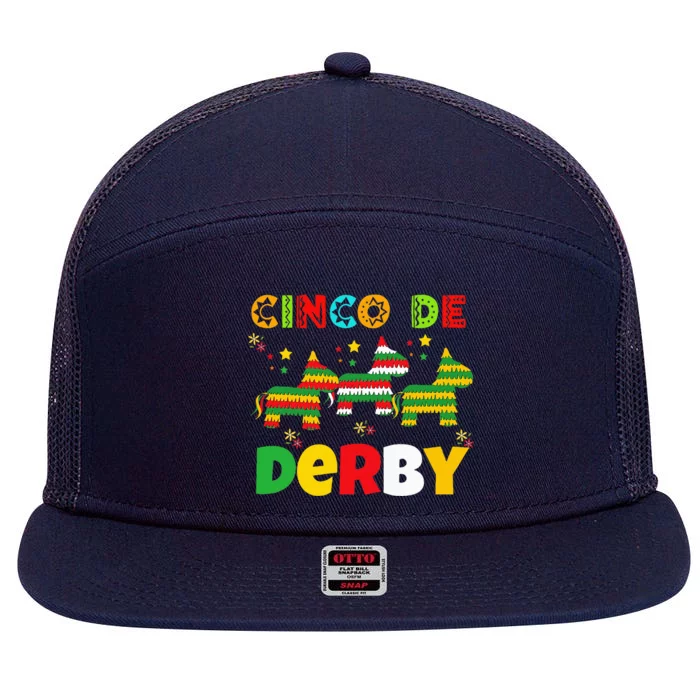 Funny Horse Racing Cinco De Derby Ky Derby De Mayo 7 Panel Mesh Trucker Snapback Hat