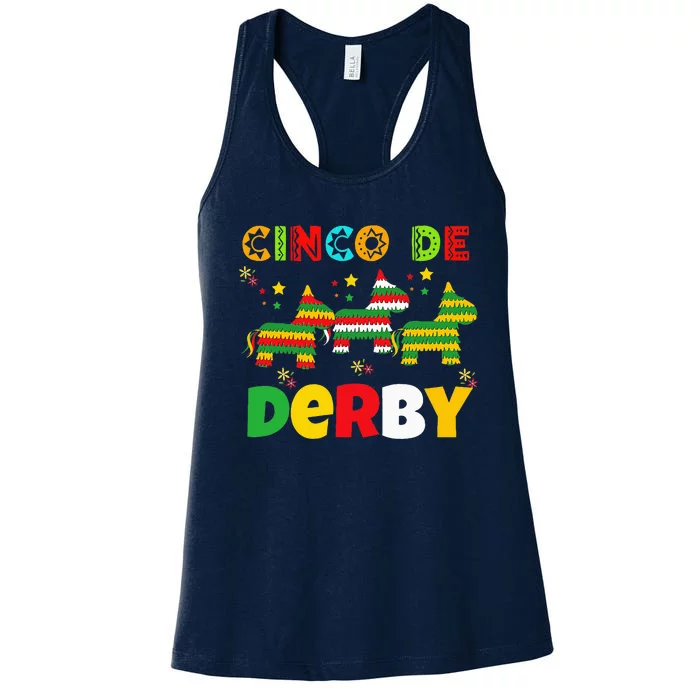 Funny Horse Racing Cinco De Derby Ky Derby De Mayo Women's Racerback Tank