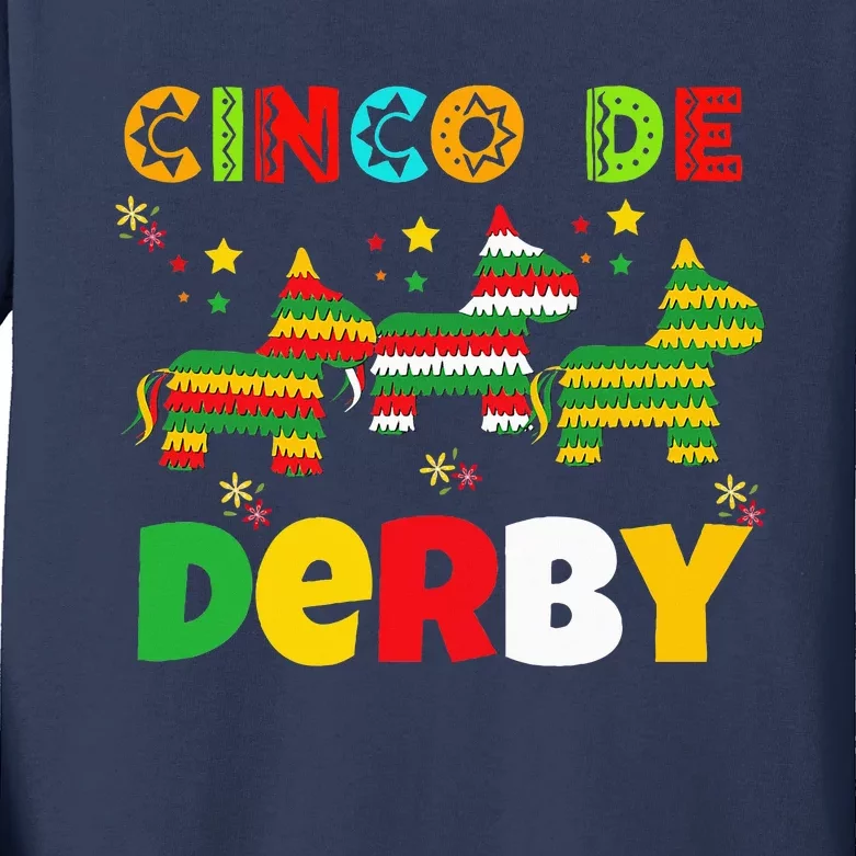 Funny Horse Racing Cinco De Derby Ky Derby De Mayo Kids Long Sleeve Shirt