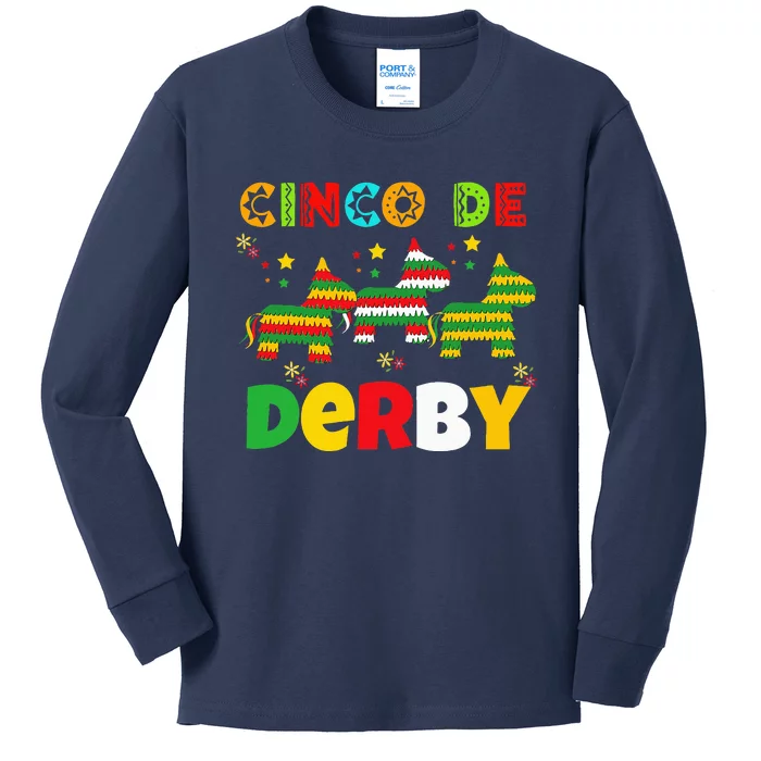 Funny Horse Racing Cinco De Derby Ky Derby De Mayo Kids Long Sleeve Shirt