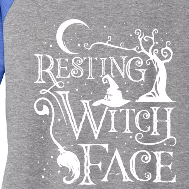 Funny Halloween Resting Witch Face Gift Women's Tri-Blend 3/4-Sleeve Raglan Shirt