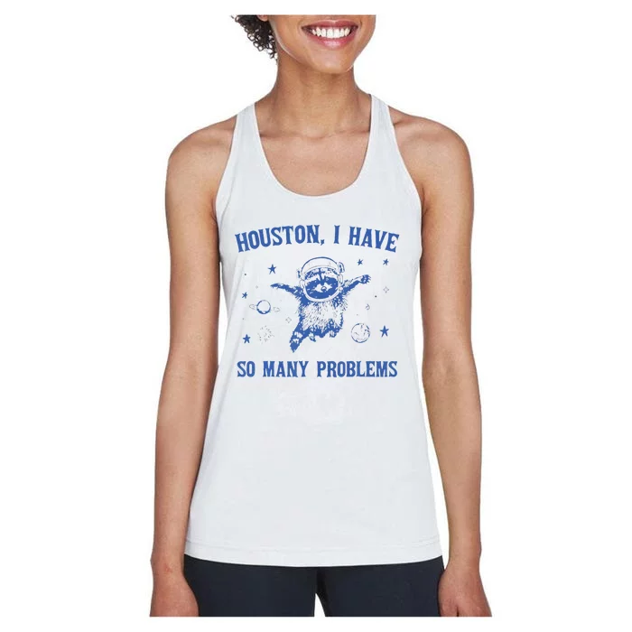 Funny Houston Raccoon Problems Design Women's Racerback Tank