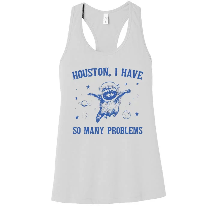 Funny Houston Raccoon Problems Design Women's Racerback Tank