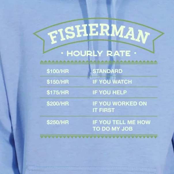 Fisher Hourly Rate Fishing Labour Day Fish Workers Day Gift Unisex Surf Hoodie