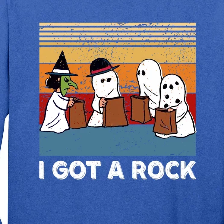 Funny Halloween Retro I Got A Rock Trick Or Treat Gift Tall Long Sleeve T-Shirt