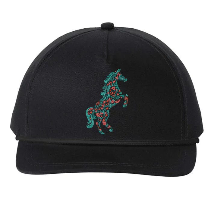 Floral Horse Riding Horse Lover Women Girls Gifts Snapback Five-Panel Rope Hat