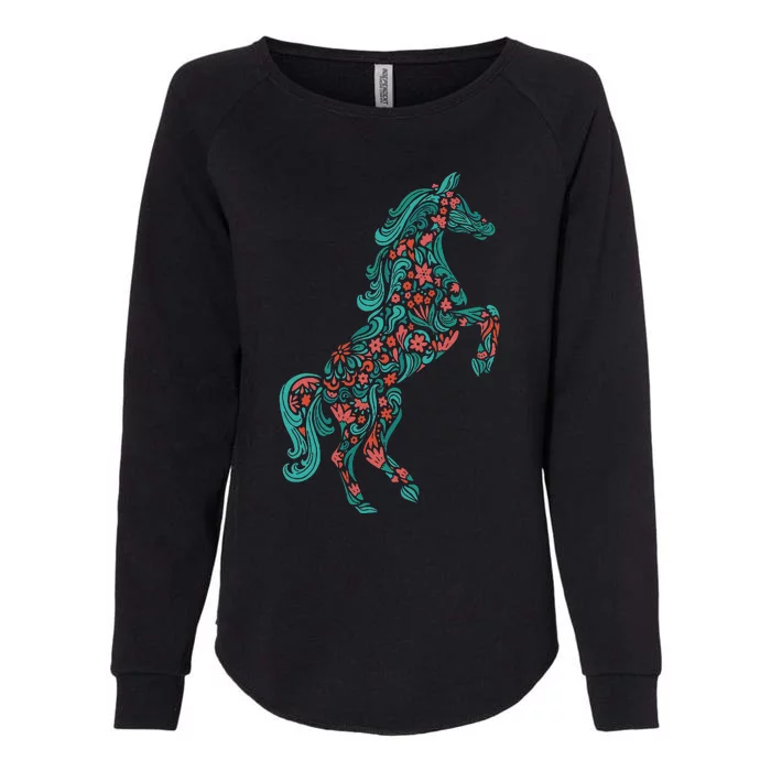 Floral Horse Riding Horse Lover Women Girls Gifts Womens California Wash Sweatshirt