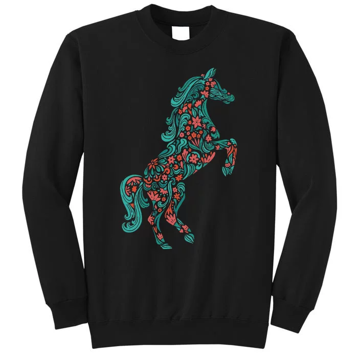 Floral Horse Riding Horse Lover Women Girls Gifts Tall Sweatshirt