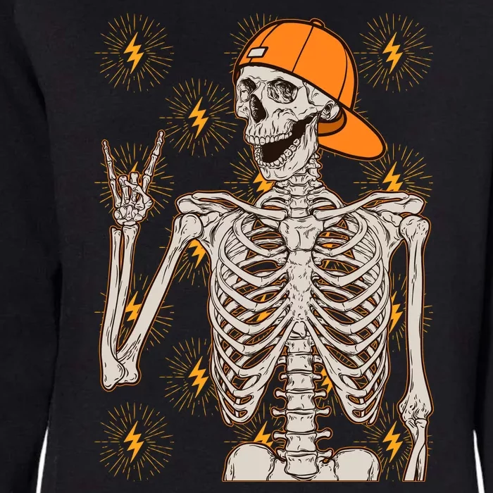 Funny Halloween Rock On Skeleton Womens California Wash Sweatshirt