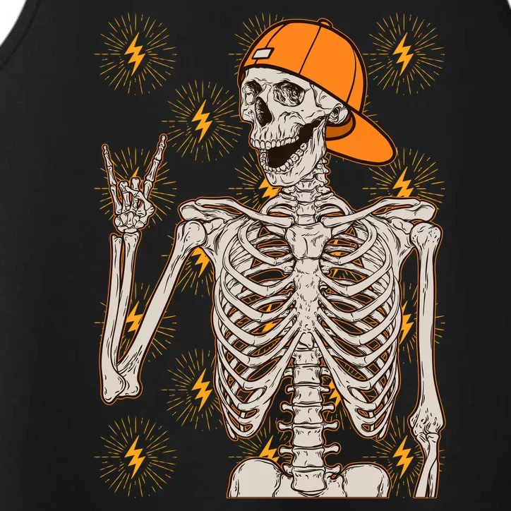 Funny Halloween Rock On Skeleton Performance Tank