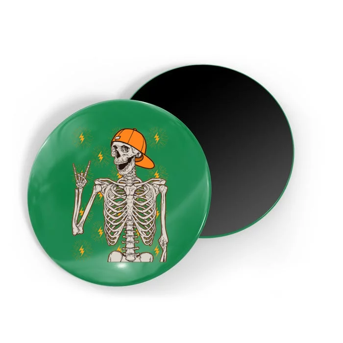 Funny Halloween Rock On Skeleton Magnet