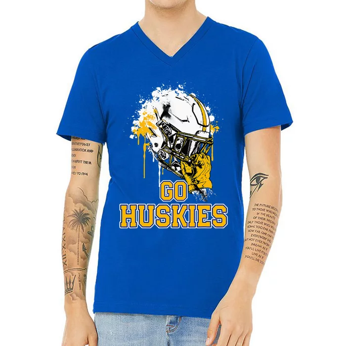 Florence Huskies Rising Helmet Go! V-Neck T-Shirt