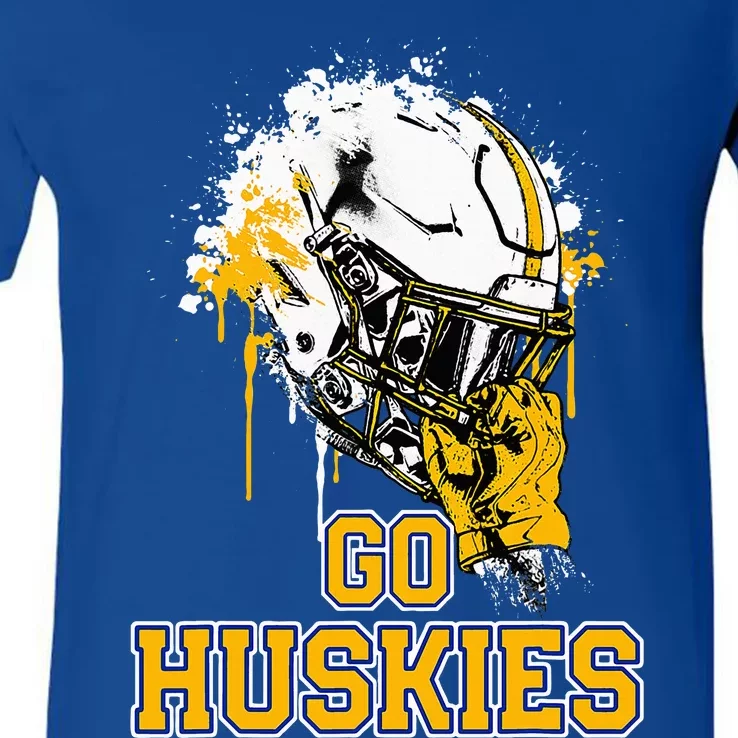 Florence Huskies Rising Helmet Go! V-Neck T-Shirt