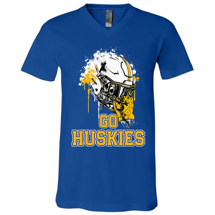 Florence Huskies Rising Helmet Go! V-Neck T-Shirt