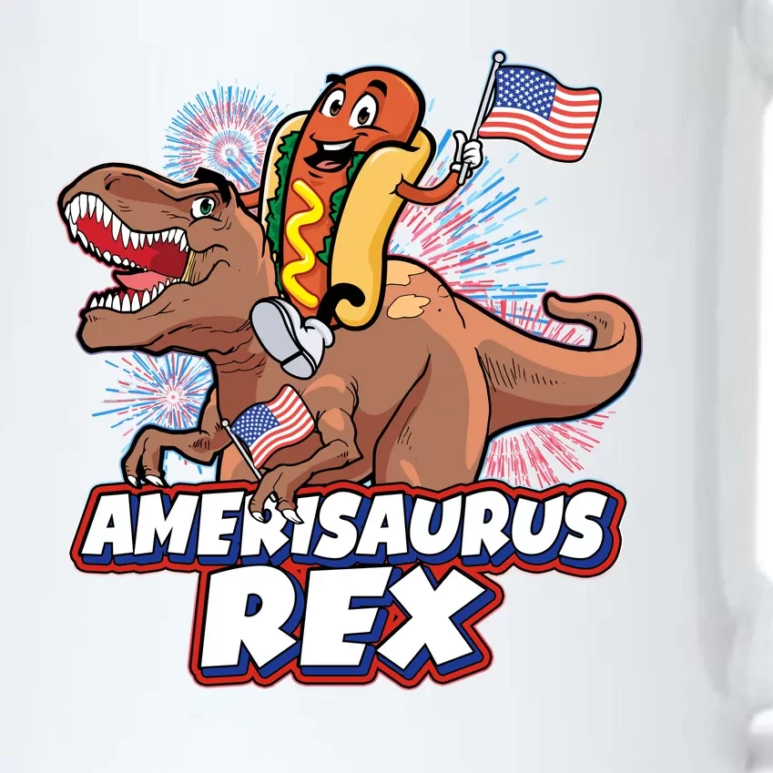 Funny Hotdog Riding Amerisaurus Rex Dinosaur Black Color Changing Mug