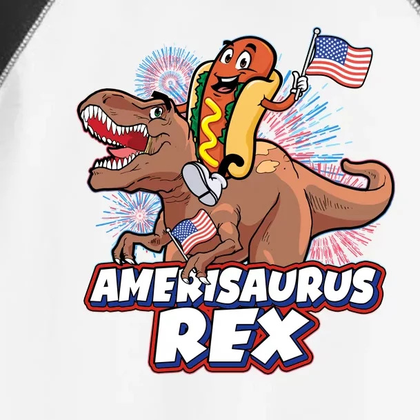 Funny Hotdog Riding Amerisaurus Rex Dinosaur Toddler Fine Jersey T-Shirt