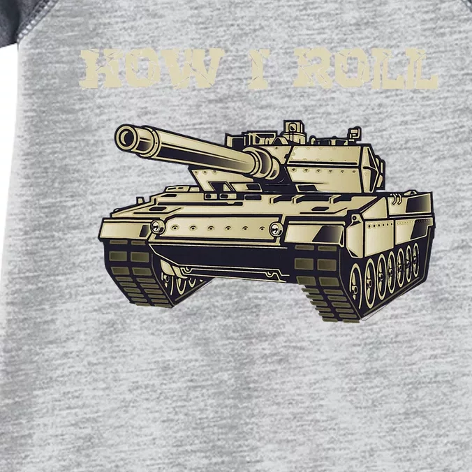 Fun How Roll Battle Tank Battlefield Vehicle Military Infant Baby Jersey Bodysuit