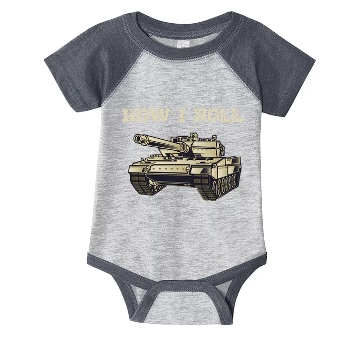 Fun How Roll Battle Tank Battlefield Vehicle Military Infant Baby Jersey Bodysuit