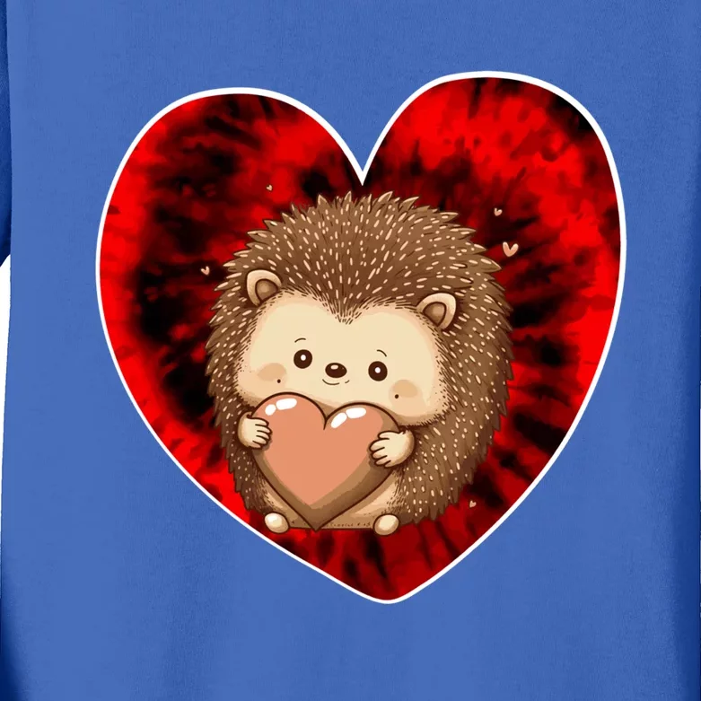 Funny Hedgehog Red Tie Dye Adults Heart Valentines Day Love Cool Gift Kids Long Sleeve Shirt