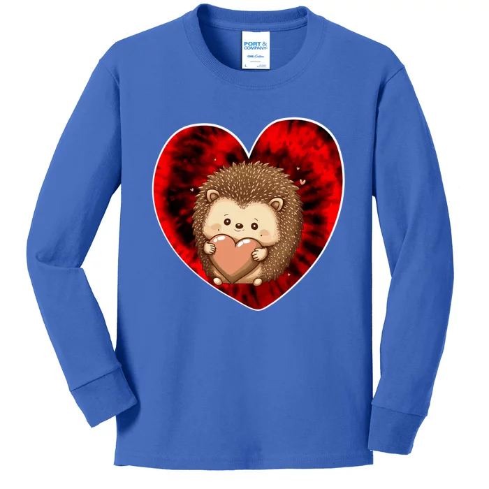 Funny Hedgehog Red Tie Dye Adults Heart Valentines Day Love Cool Gift Kids Long Sleeve Shirt