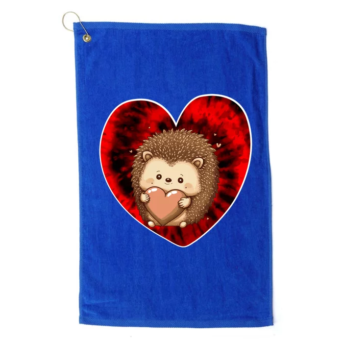 Funny Hedgehog Red Tie Dye Adults Heart Valentines Day Love Cool Gift Platinum Collection Golf Towel