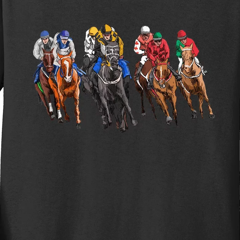 Funny Horse Racing Jockey Racer Derby Rider Race Track Gifts Kids Long Sleeve Shirt