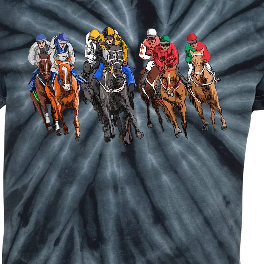 Funny Horse Racing Jockey Racer Derby Rider Race Track Gifts Kids Tie-Dye T-Shirt