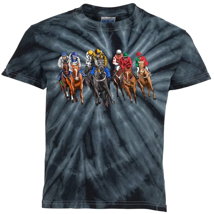 Funny Horse Racing Jockey Racer Derby Rider Race Track Gifts Kids Tie-Dye T-Shirt