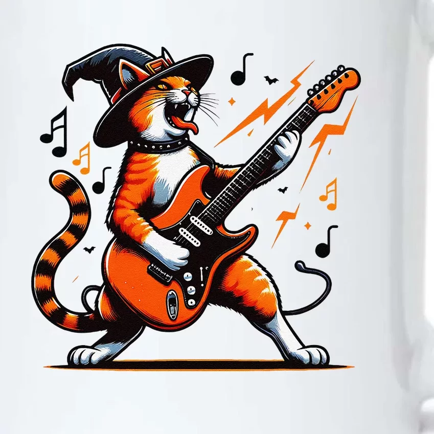 Funny Halloween Rock Cat Playing Guitar Cat Horror Black Color Changing Mug