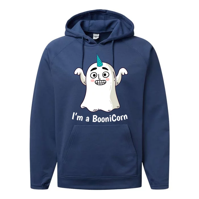 Funny Halloween: Relaxed Boonicorn Unicorn Ghost Gift Performance Fleece Hoodie