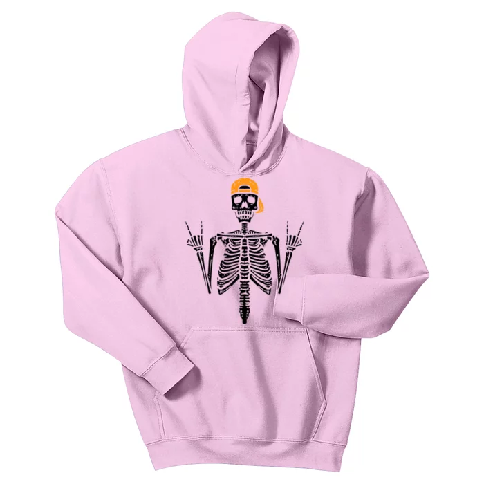 Funny Halloween Rocker Skeleton Hand Rock On Costume Cute Gift Kids Hoodie