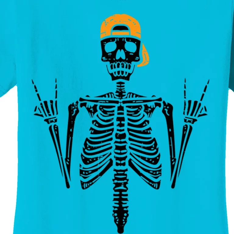 Funny Halloween Rocker Skeleton Hand Rock On Costume Cute Gift Women's T-Shirt