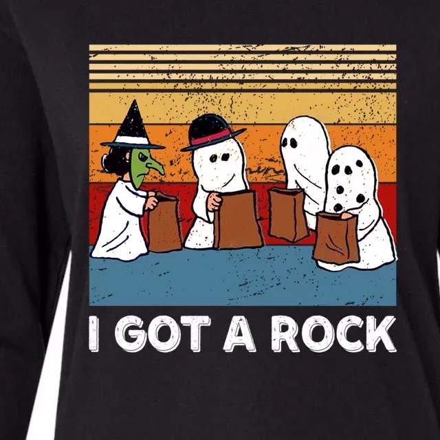 Funny Halloween Retro I Got A Rock Trick Or Treat Cute Gift Womens Cotton Relaxed Long Sleeve T-Shirt