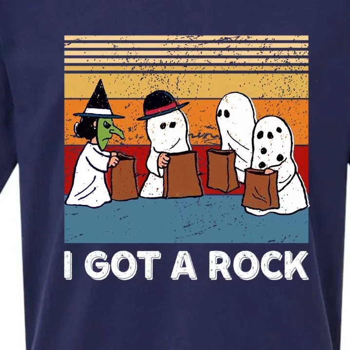 Funny Halloween Retro I Got A Rock Trick Or Treat Cute Gift Sueded Cloud Jersey T-Shirt