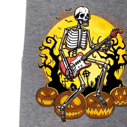 Funny Halloween Rocker Skeleton Rock With Electric Guitar Doggie 3-End Fleece Hoodie