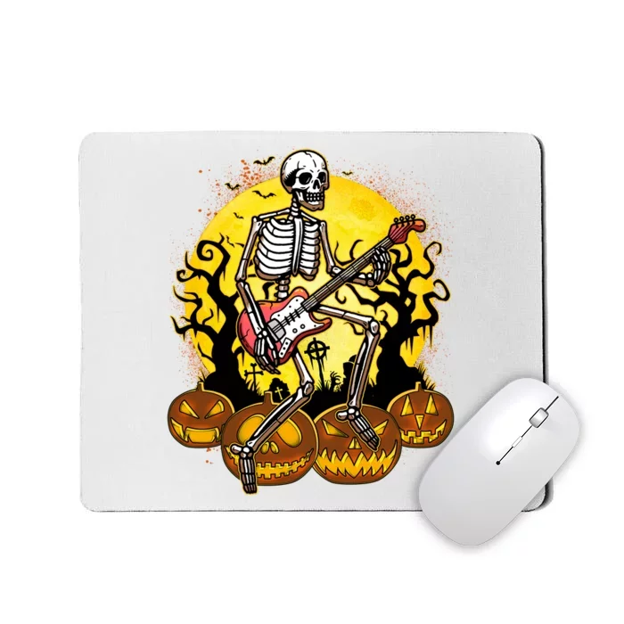 Funny Halloween Rocker Skeleton Rock With Electric Guitar Mousepad