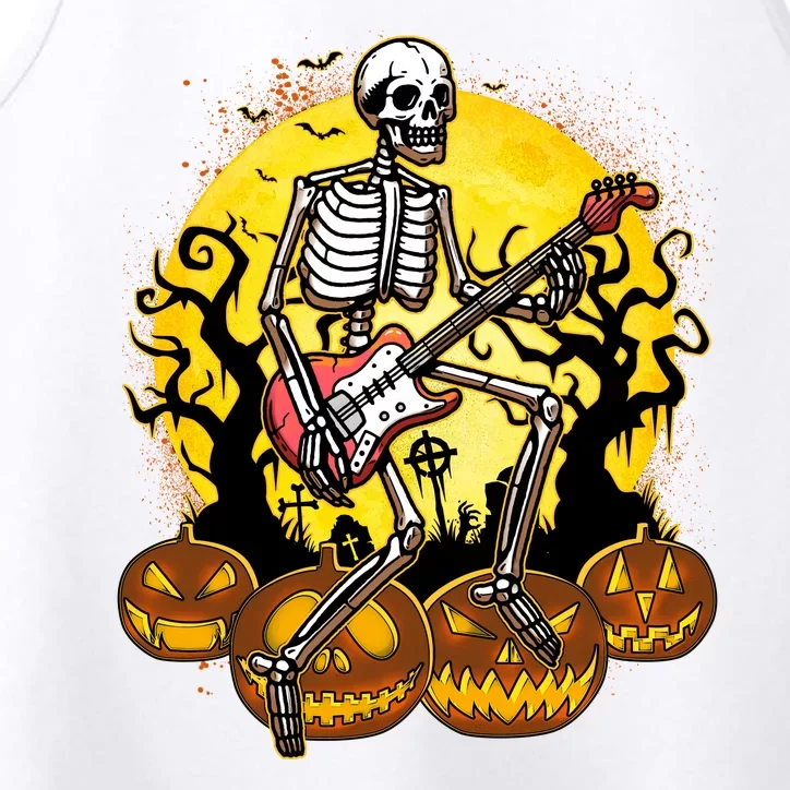 Funny Halloween Rocker Skeleton Rock With Electric Guitar Performance Tank