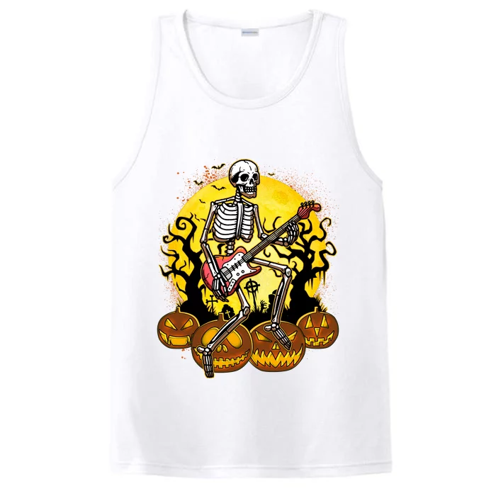 Funny Halloween Rocker Skeleton Rock With Electric Guitar Performance Tank