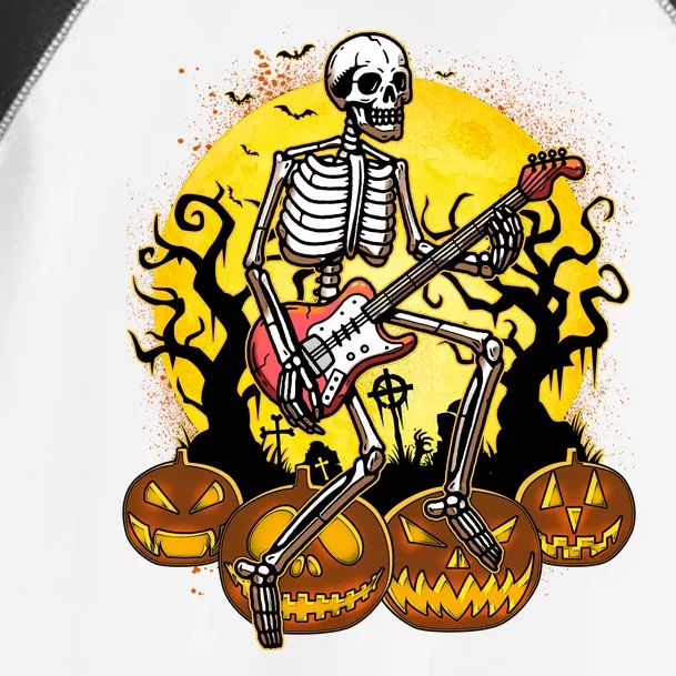 Funny Halloween Rocker Skeleton Rock With Electric Guitar Toddler Fine Jersey T-Shirt