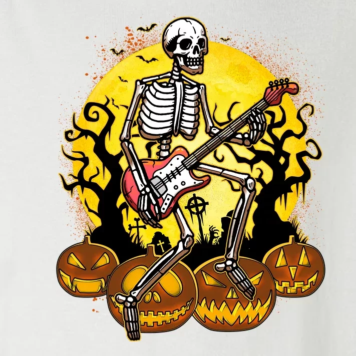 Funny Halloween Rocker Skeleton Rock With Electric Guitar Toddler Long Sleeve Shirt