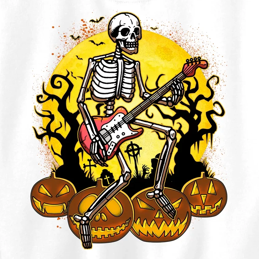 Funny Halloween Rocker Skeleton Rock With Electric Guitar Kids Sweatshirt