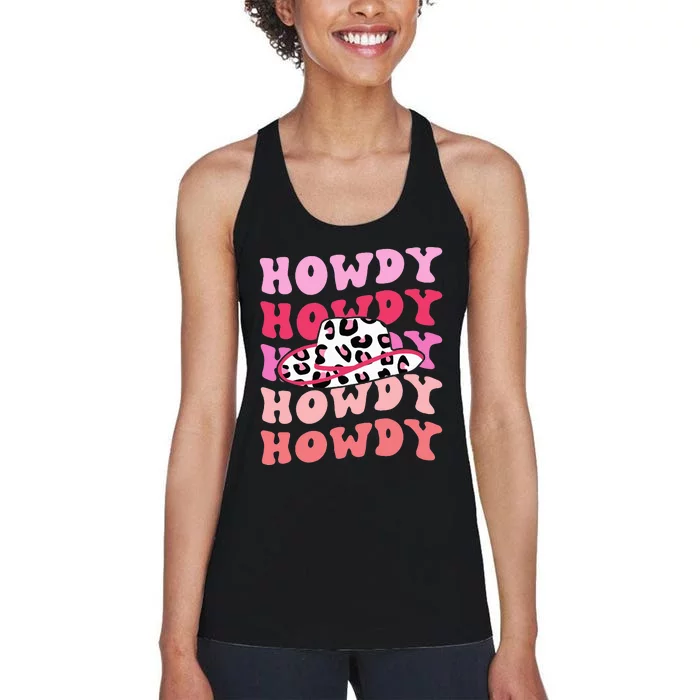 football howdy rodeo western hat sourn cowgirl Women's Racerback Tank