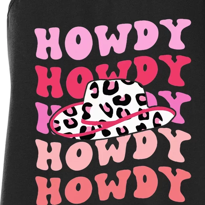 football howdy rodeo western hat sourn cowgirl Women's Racerback Tank